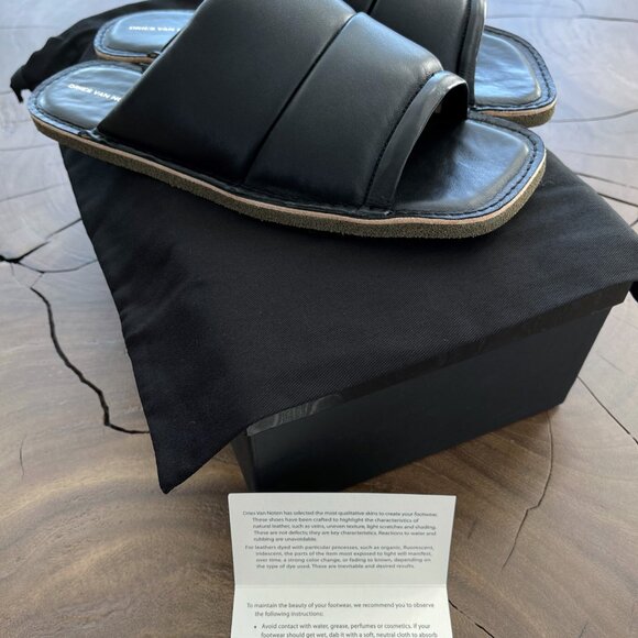 Dries Van Noten - EU41.5 Quilted Grained Leather Flat Slippers Slides SS21 - Picture 3 of 9